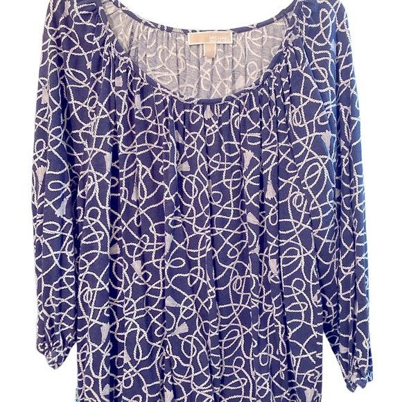 Michael Kors Womens Sz XL dark navy blue Nautical Blouse - Picture 1 of 13